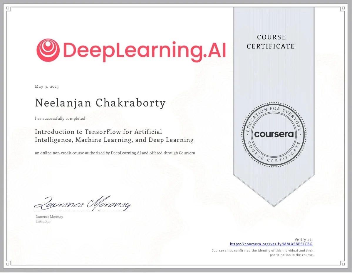 Introduction to TensorFlow for Artificial Intelligence, Machine Learning, and Deep Learning Certificate