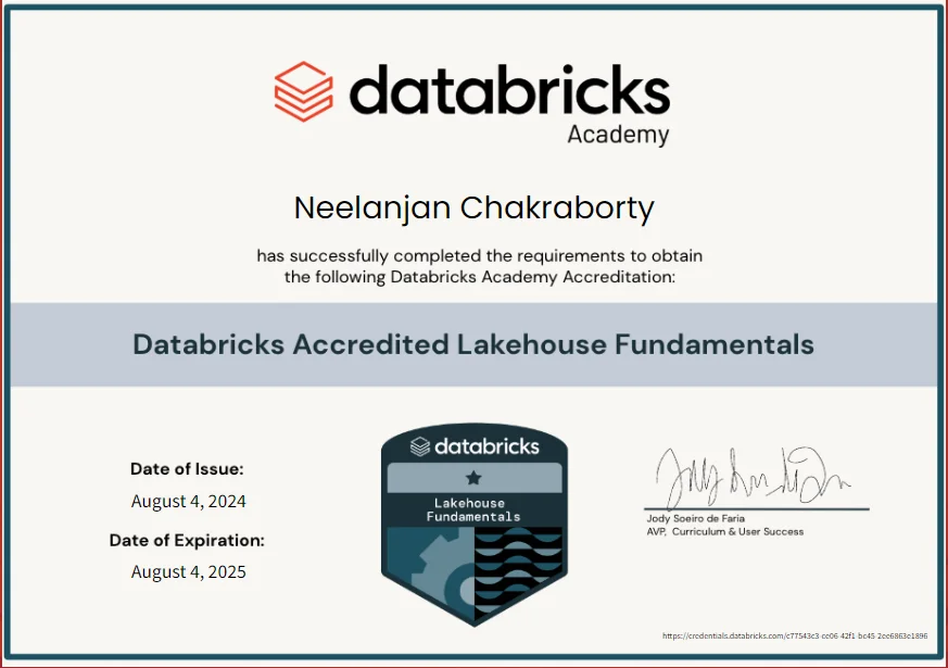 Academy Accreditation - Databricks Lakehouse Fundamentals Certificate